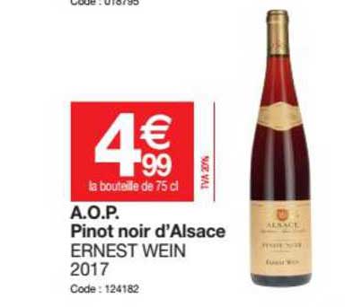a.o.p. pinot noir d'alsace ernest wein 2017