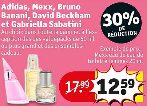 adidas, mexx, bruno banani, david beckham et gabriella sabatini