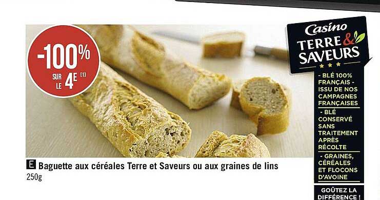 Baguette Aux Céréales Terre Et Saveurs Ou Aux Graines De Lins