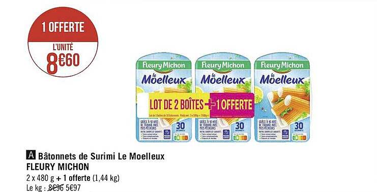 bâtonnets de surimi le moelleux fleury michon