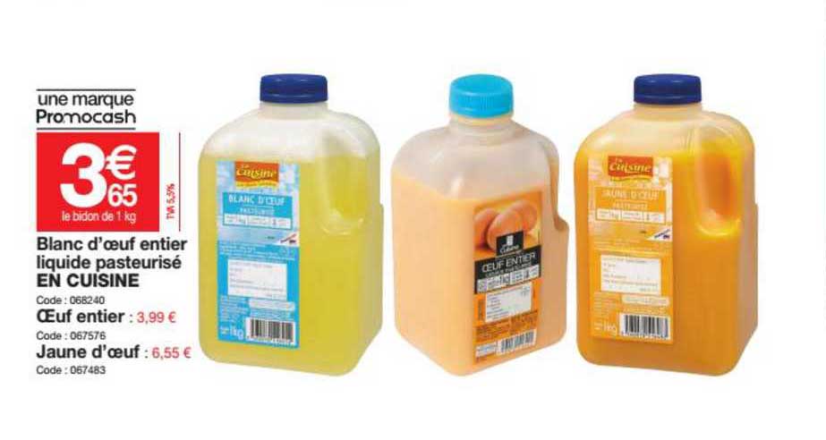 blanc d'oeuf entier liquide pasteurisé en cuisine