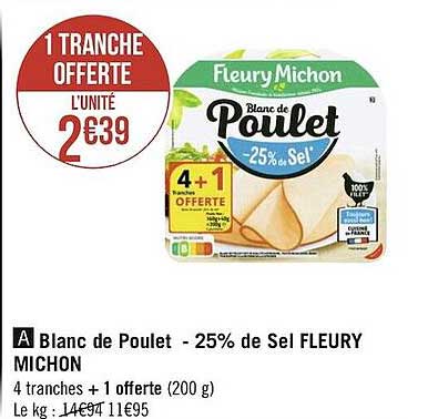 blanc de poulet -25% de sel fleury michon