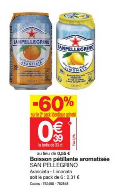 boisson pétillante aromatisée san pellegrino