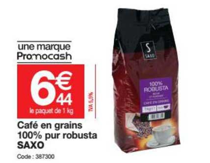 café en grains 100% pur robusta saxo