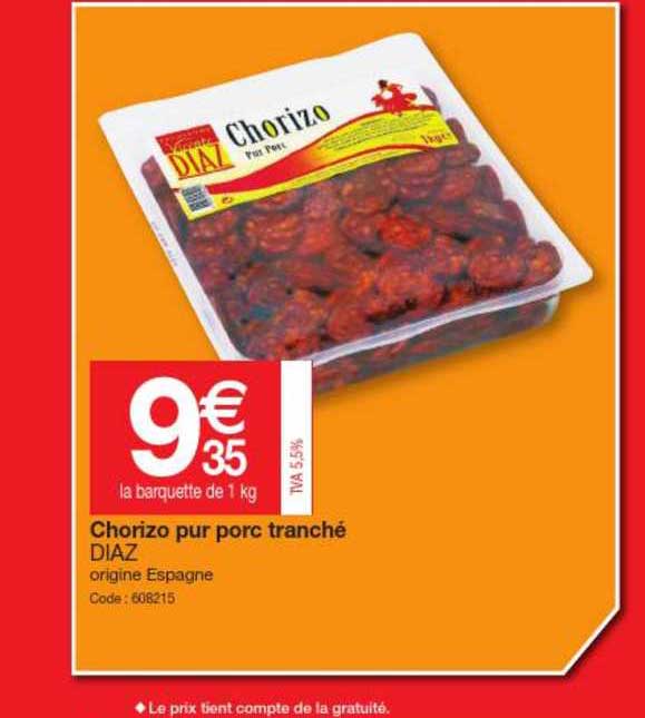Chorizo Pur Porc Tranché Diaz