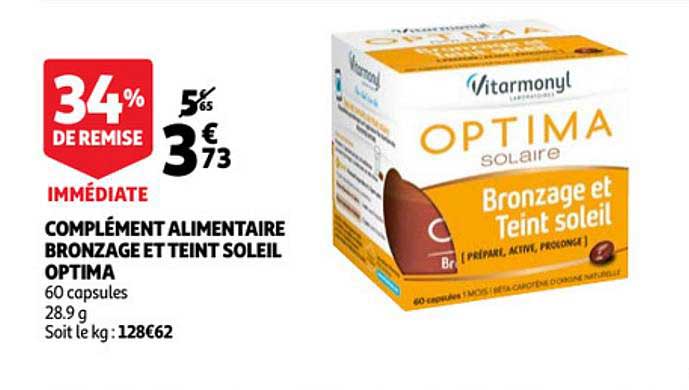 complément alimentaire bronzage et teint soleil optima