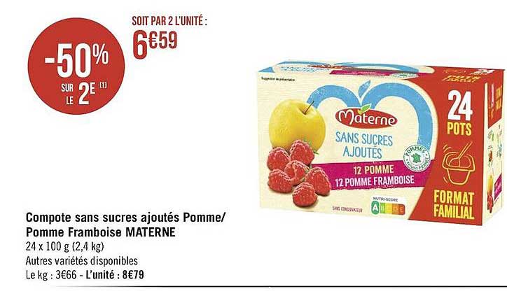 Compote Sans Sucres Ajoutés Pomm-pomme Framboise Materne