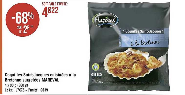 coquilles saint-jacques cuisinées à la bretonne surgelées mareval