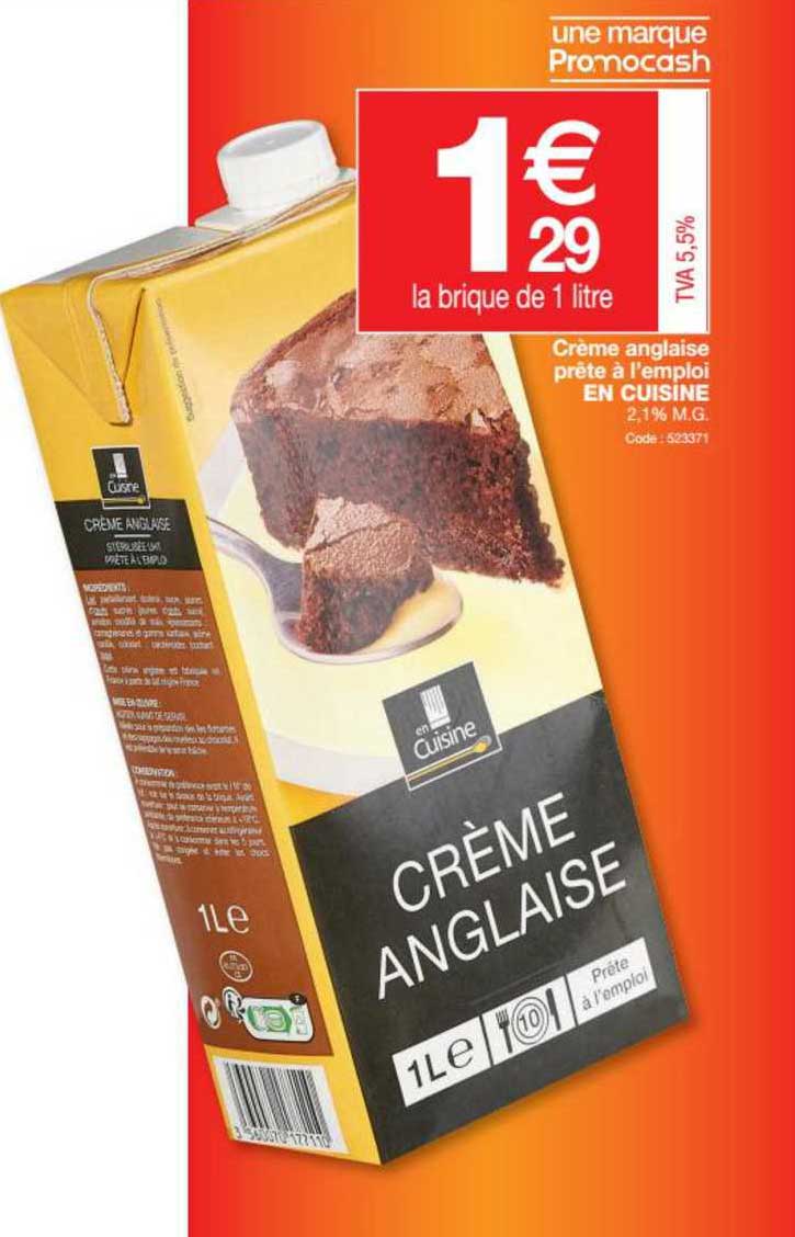 crème anglaise prête à l'emploi en cuisine