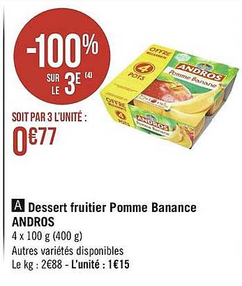Dessert Fruitier Pomme Banane Andros