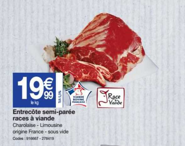 entrecôte semi-parée races à viande
