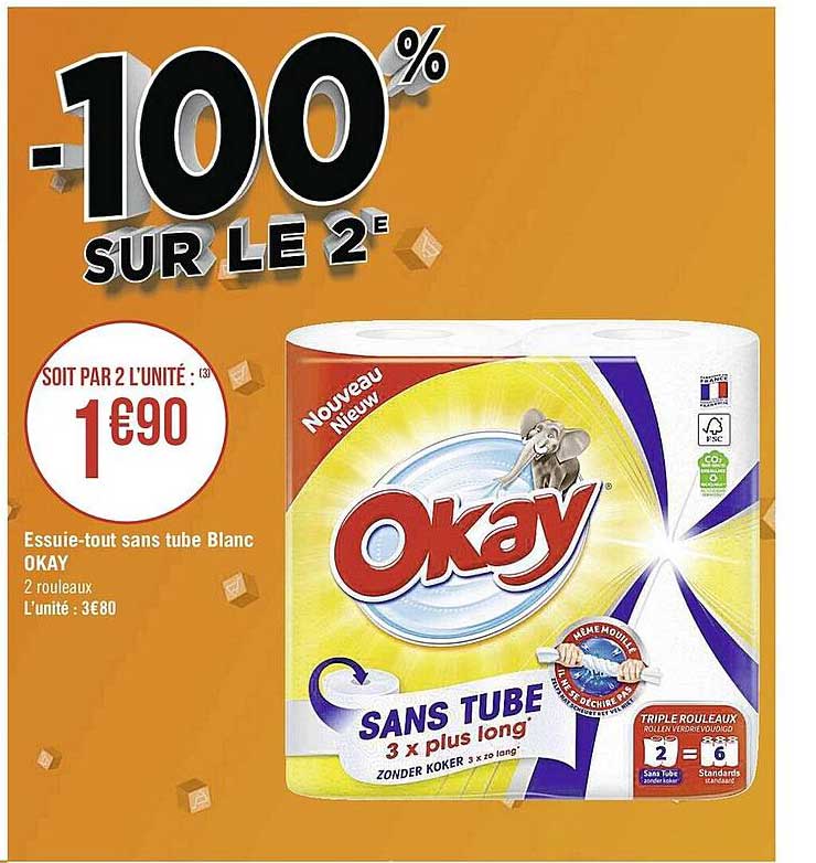 essuie-tout sans tube blanc okay