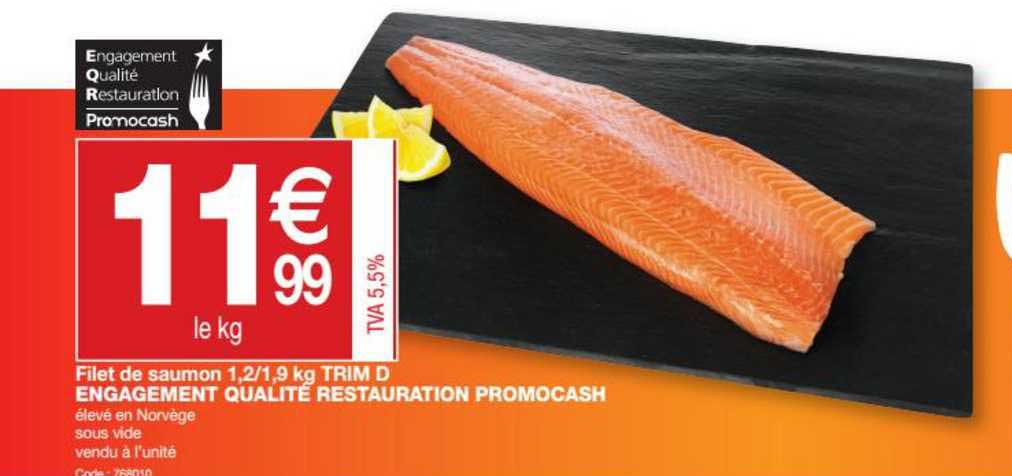 Filet De Saumon 1,2-1,9 Kg Trim De Engagement Qualité Restauration Promocash