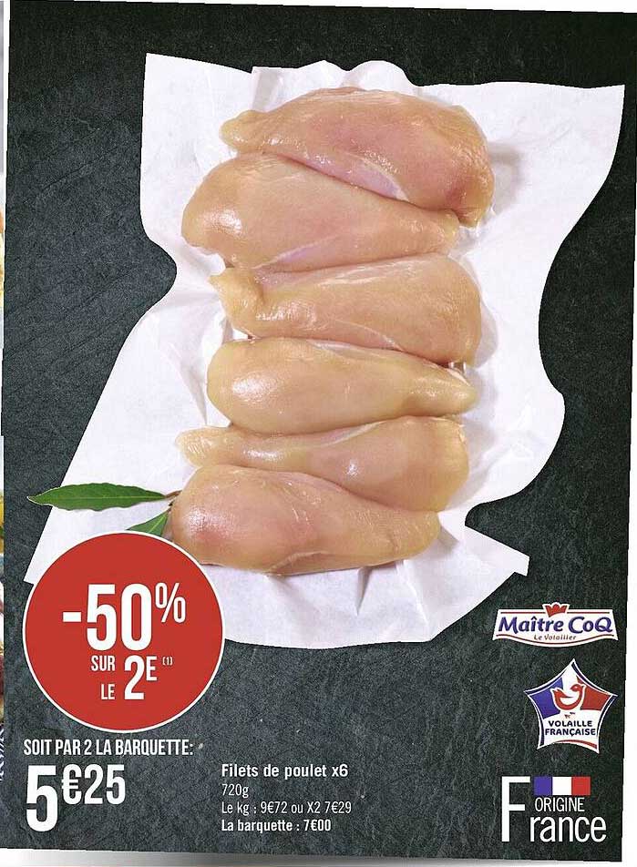 filets de poulet x6 maître coq