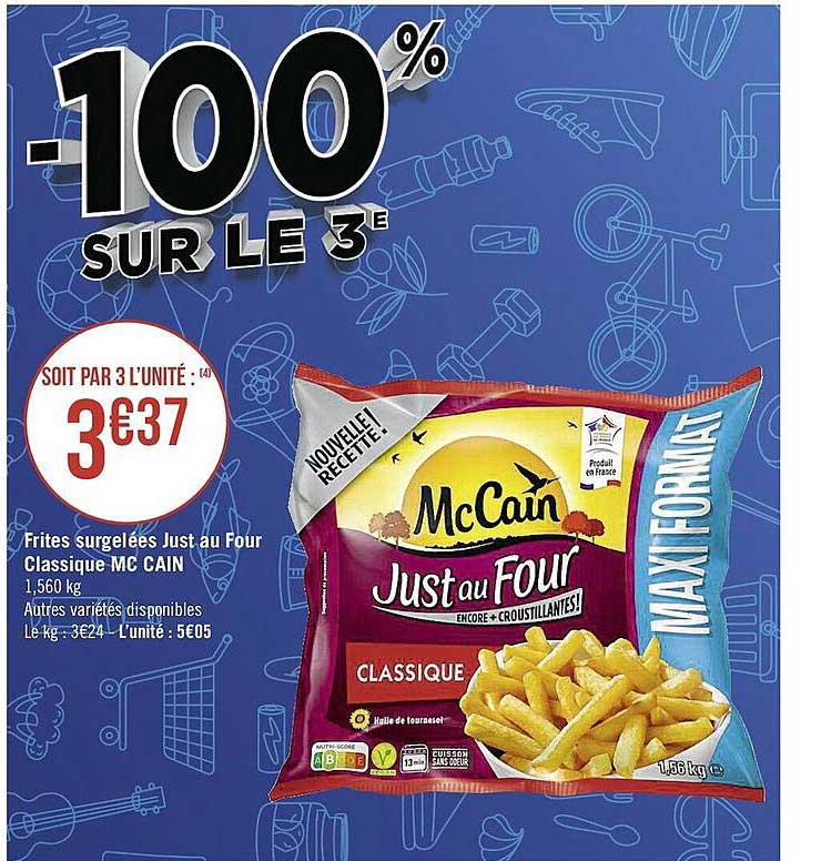 frites surgelées juste au four classique mc cain