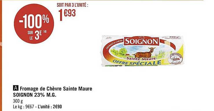 fromage de chèvre sainte maure soignon 23% m.g.