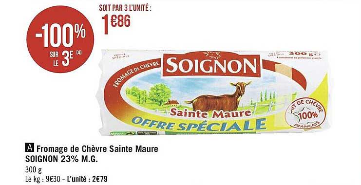 fromage de chèvre sainte maure soignon 23% m.g.