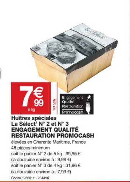 huîtres spéciales la sélect' n°2 et n°3 engagement qualité restauration promocash