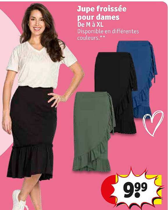 jupe froissée pour dames