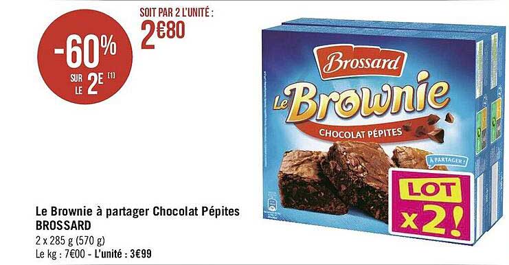 le brownie à partager chocolat pépites brossard