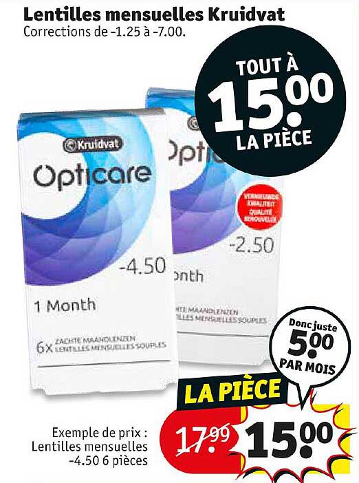 lentilles mensuelles kruidvat