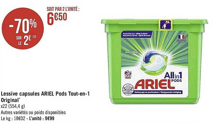 lessive capsule ariel pods tout-en-1 original