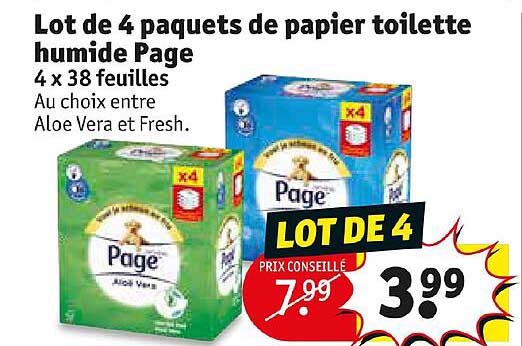 Lot De 4 Paquets De Papier Toilette Humide Page