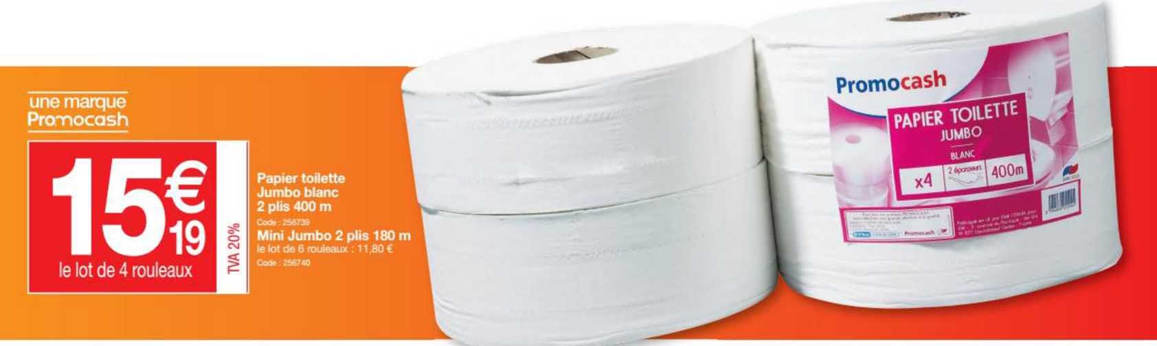 papier toilette jumbo blanc 2 plis 400 m, mini jumbo 2 plis 180 m