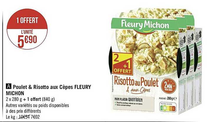 poulet & rosotto aux cèpes fleury michon