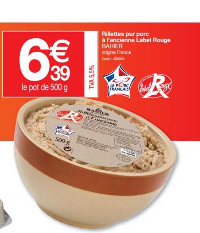 Rillettes Pur Porc à L'ancienne Label Rouge Bahier