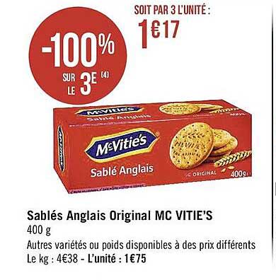 sablé anglais original mc vitie's