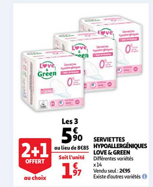 serviettes hypoallergéniques love&green