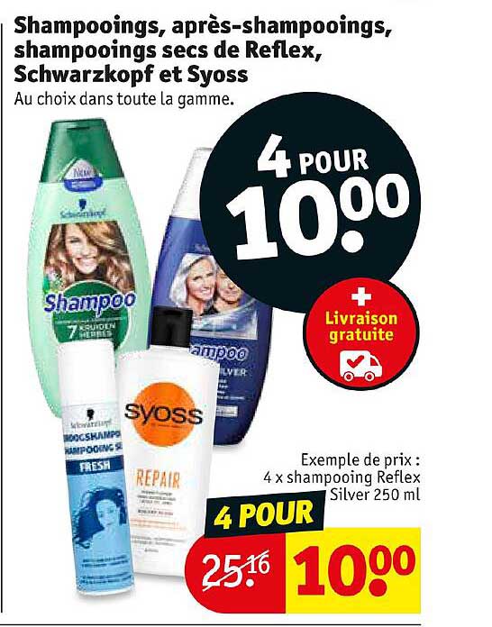 shampooings, après-shampooings, shampooings secs de reflex, schwarzkopf et syoss