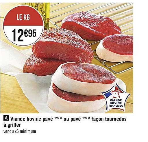 viande bovine pavé ou pavé façon tournedos à griller
