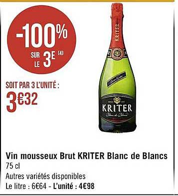 Vin Mousseux Brut Kriter Blanc De Blancs