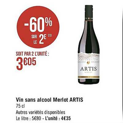 vin sans alcool merlot artis