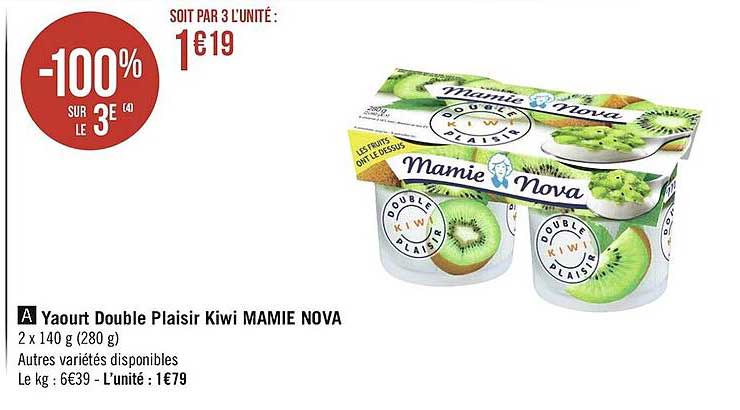 Yaourt Double Plaisir Kiwi Mamie Nova