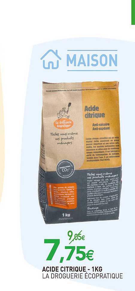 acide citrique la droguerie écopratique - 1 kg
