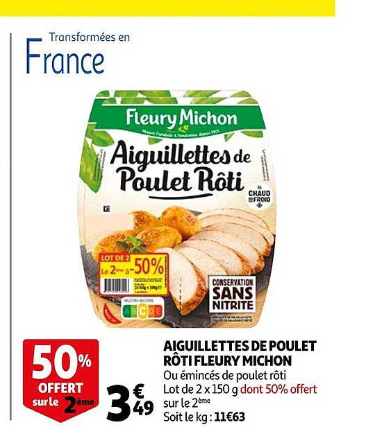 aiguillettes de poulet rôti fleury michon
