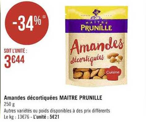 amandes décortiquées maître prunille