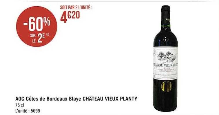Aoc Côtes De Bordeaux Blaye Château Vieux Planty