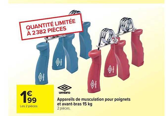 appareils de musculation pour poignets et avant-bras 15 kg umbro
