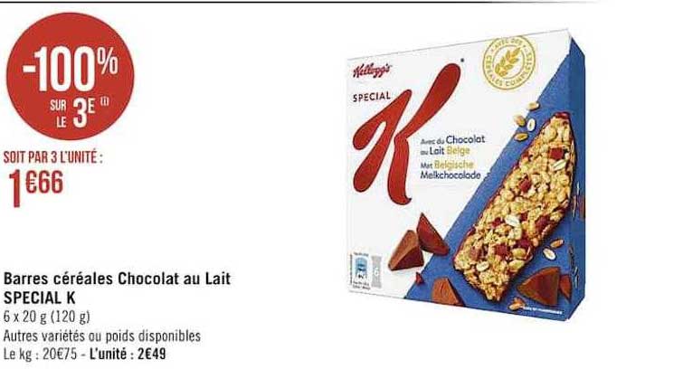 Barres Céréales Chocolat Au Lait Spécial K