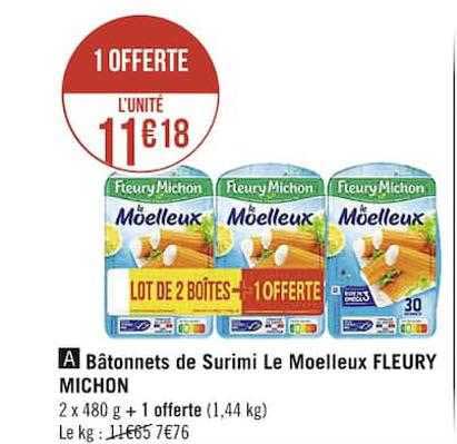bâtonnets de surimi le moelleux fleury michon