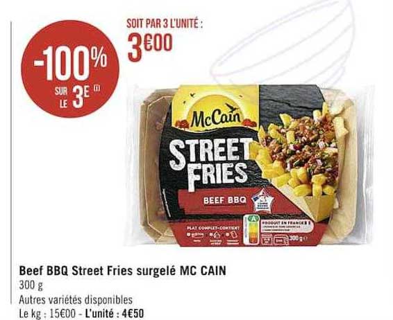 beef bbq street fries surgelé mc cain