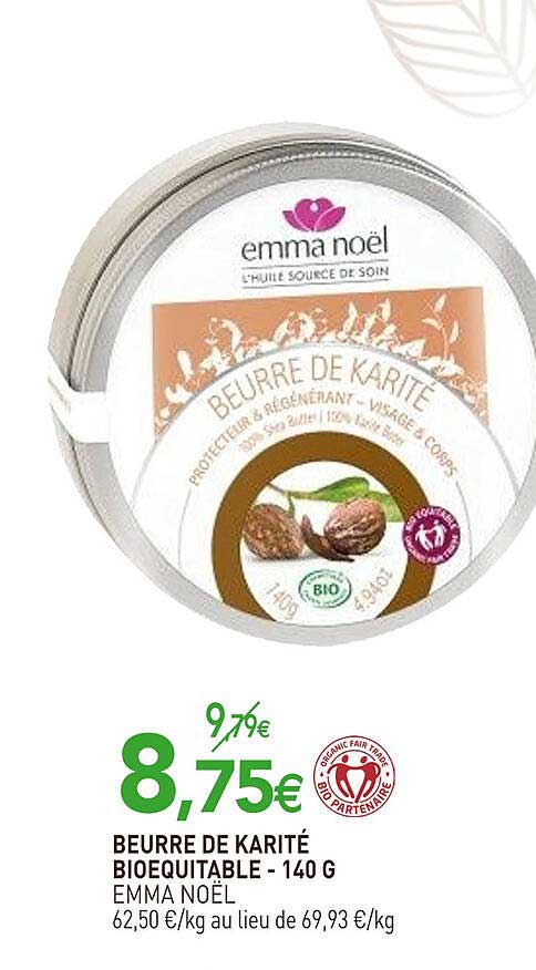beurre de karité bioéquitable emma noël - 140 g