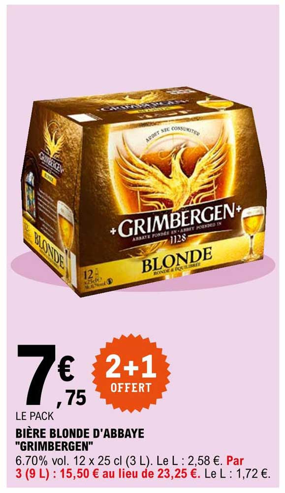 Bière Blonde D'abbaye "grimbergen"
