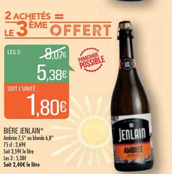 bière jenlain 2 achetés le 3ème offert