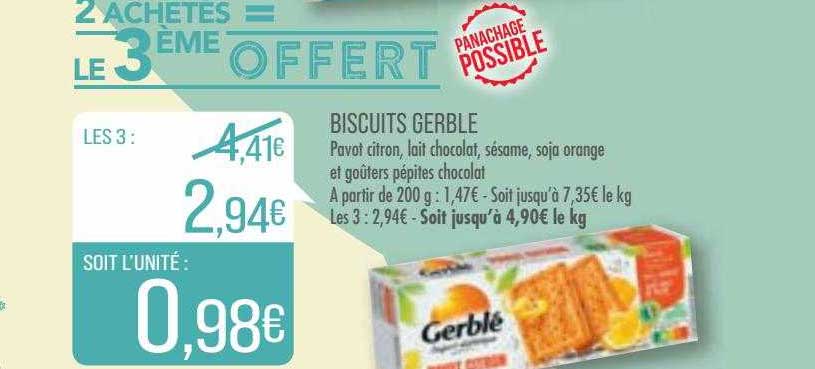 biscuits gerble 2 achetes = le 3ème offert