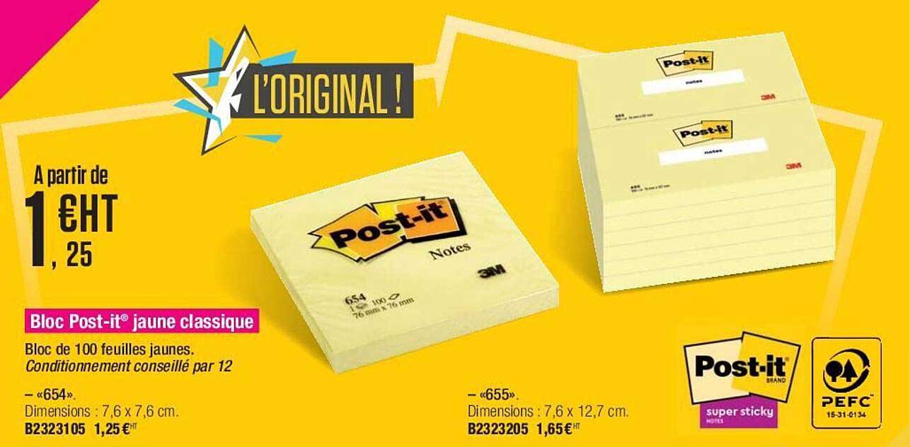 bloc post-it jaune classique post-it